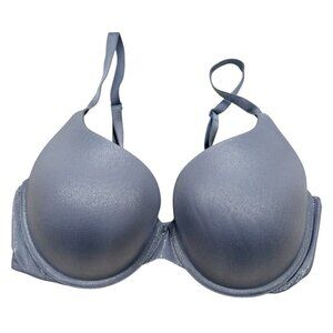 Victoria’s Secret Uplift Semi Demi T-Shirt Bra 36D Blue Shimmer Gray Intimates L